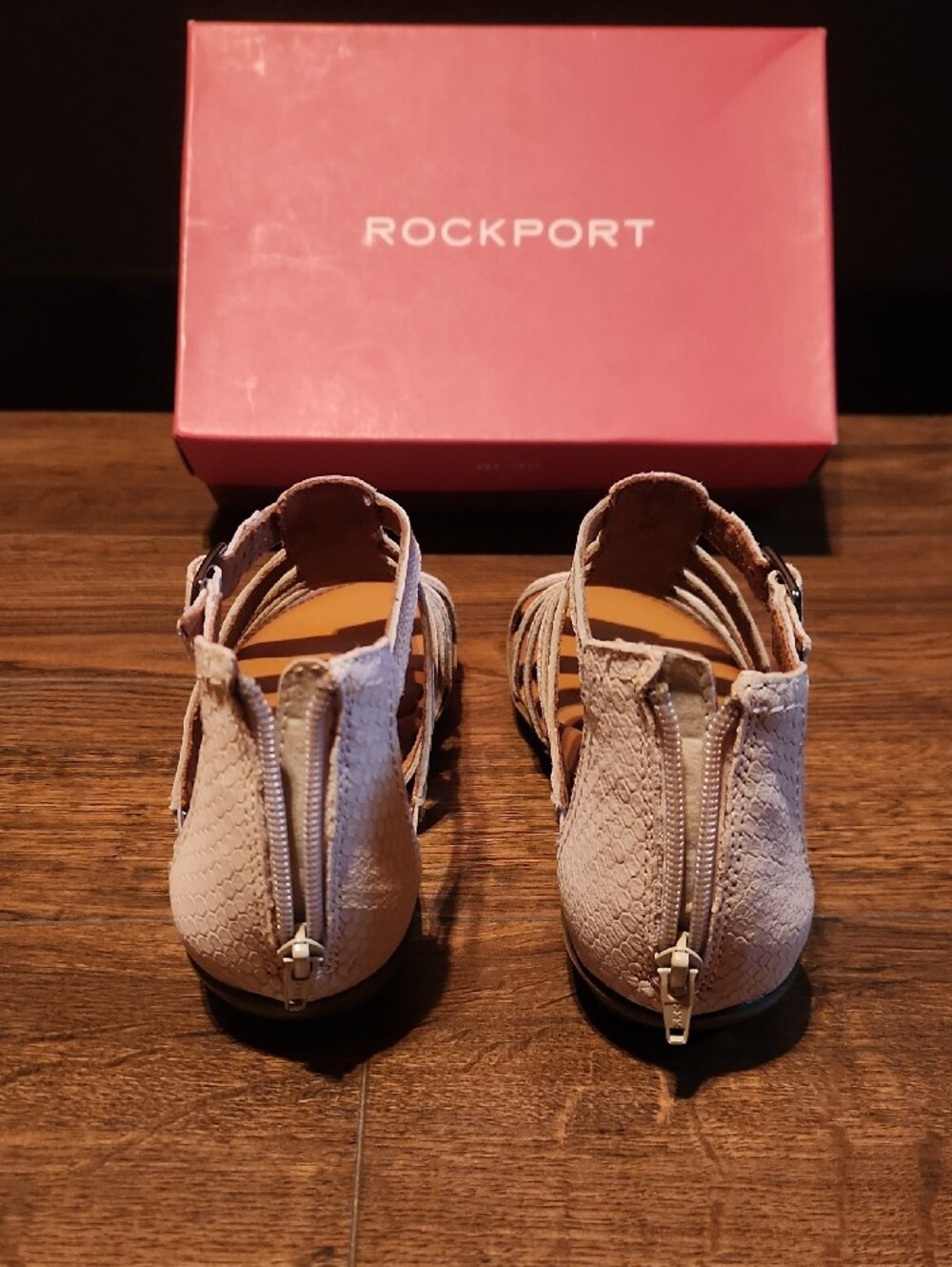 Women Rockport Women's Tan Strappy Beaded Gladiator Sandals - Picture 6 of 9